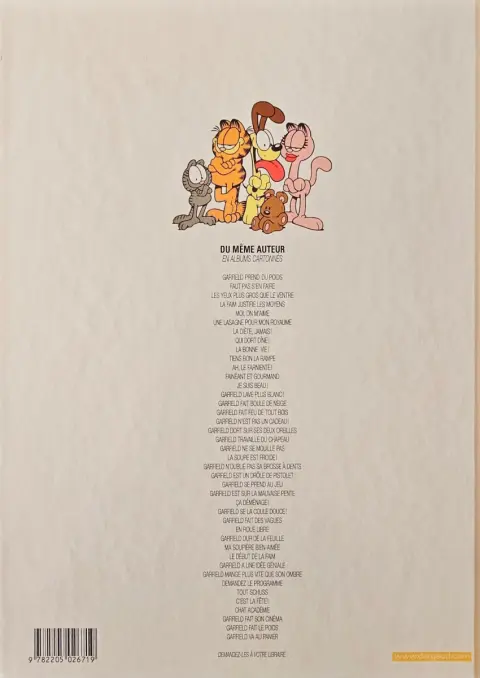 Verso de l'album Garfield Tome 2 Faut pas s'en faire