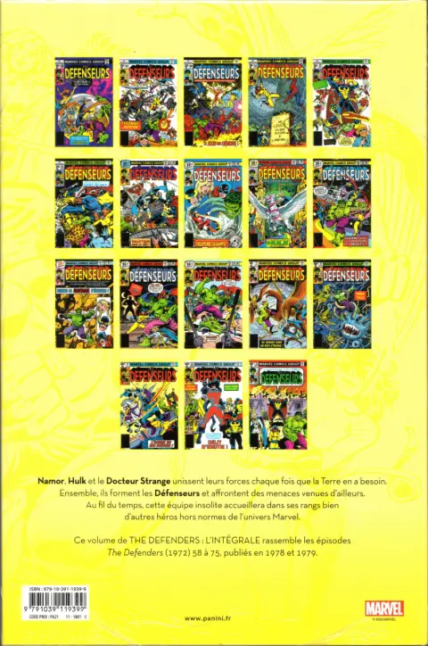 Verso de l'album The Defenders - L'intégrale Volume 7 1978-1979