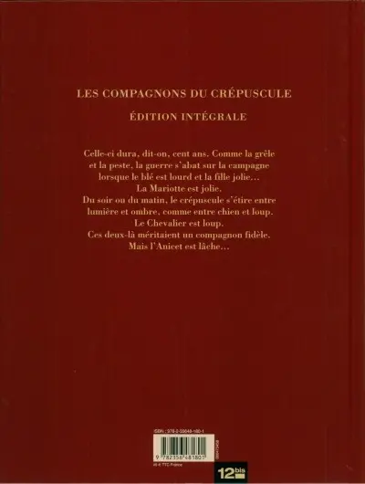 Verso de l'album Les Compagnons du crépuscule Édition intégrale