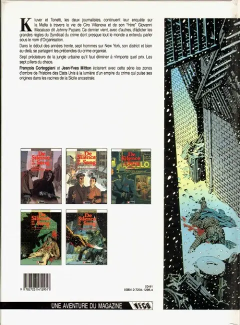 Verso de l'album De silence et de sang Tome 5 Les 7 piliers du chaos