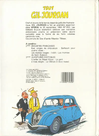 Verso de l'album Gil Jourdan Tout Gil Jourdan Tome 1 Premières aventures