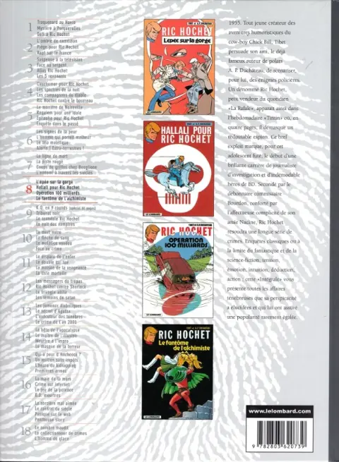 Verso de l'album Ric Hochet Intégrale Tome 8
