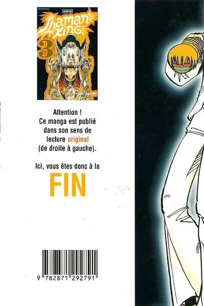 Verso de l'album Shaman King 3 Un shaman bien dérangeant