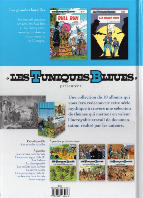 Verso de l'album Les Tuniques Bleues présentent 1 Les grandes batailles