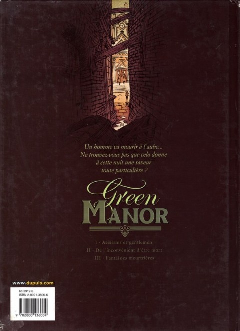 Verso de l'album Green Manor Tome 2 De l'inconvénient d'être mort