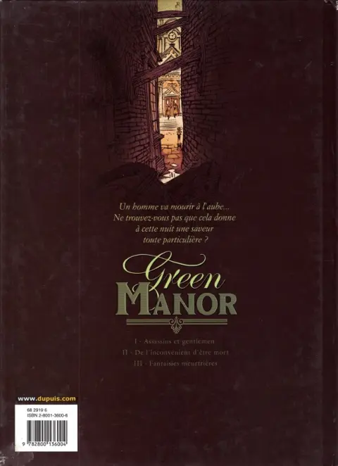 Verso de l'album Green Manor Tome 2 De l'inconvénient d'être mort
