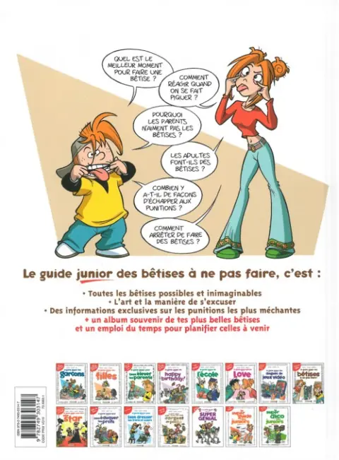 Verso de l'album Les guides junior Tome 8 Le guide junior des bêtises à ne pas faire !