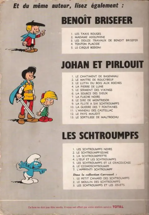Verso de l'album Johan et Pirlouit Tome 6 La Source des dieux