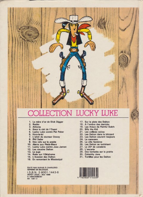 Verso de l'album Lucky Luke Tome 3 Arizona