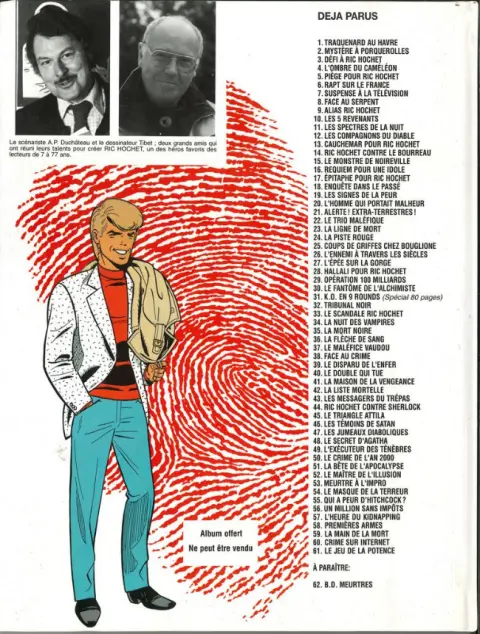 Verso de l'album Ric Hochet Tome 5 Piège pour Ric Hochet