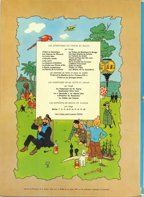 Verso de l'album Tintin Tome 5 Le lotus bleu