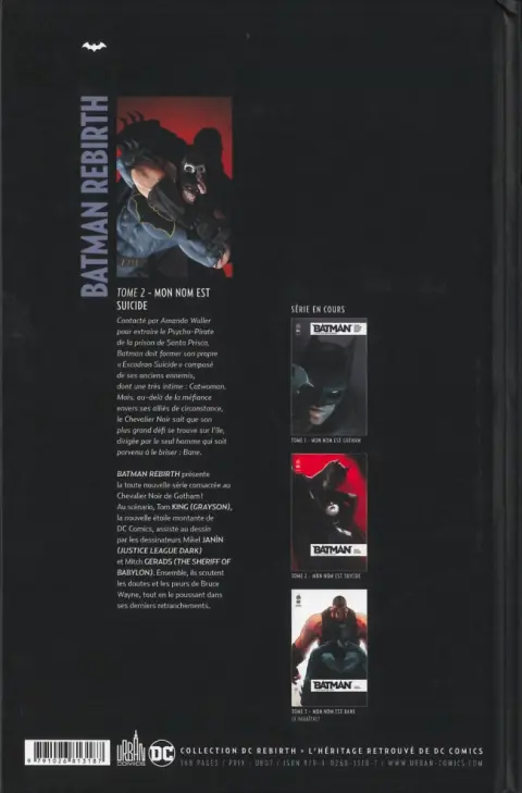 Verso de l'album Batman Rebirth Tome 2 Mon nom est Suicide