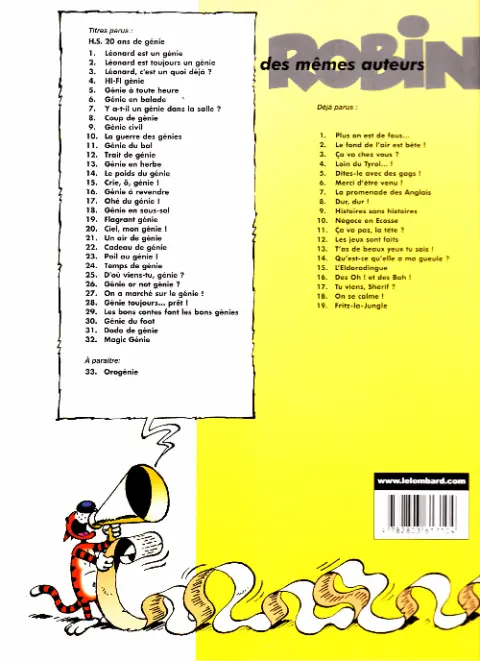 Verso de l'album Léonard Tome 12 trait de génie
