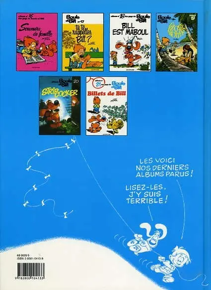 Verso de l'album Boule & Bill Tome 11 Jeux de Bill