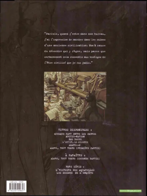 Verso de l'album Blacksad Tome 1 Quelque part entre les ombres