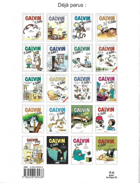 Verso de l'album Calvin et Hobbes Tome 13 Enfin seuls !