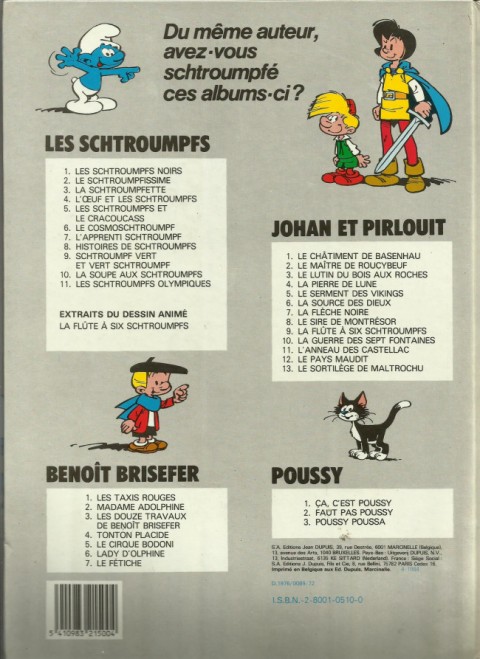 Verso de l'album Les Schtroumpfs Tome 10 La soupe aux Schtroumpfs