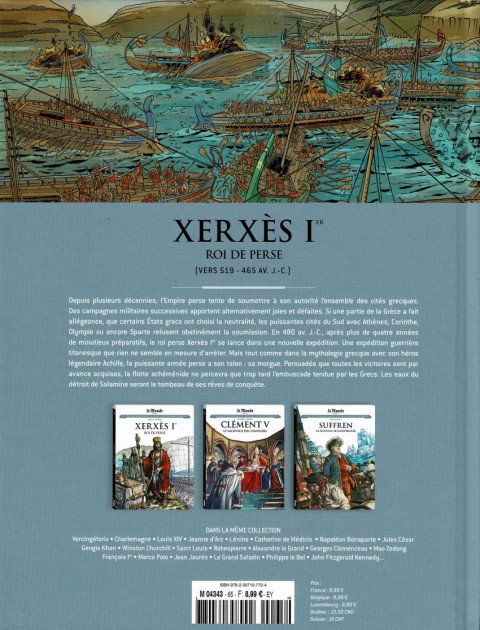 Verso de l'album Les grands personnages de l'Histoire en bandes dessinées Tome 65 Xerxès Ier, roi de Perse