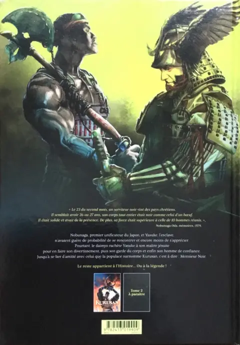 Verso de l'album Kurusan, Le Samuraï Noir 1 Yasuke