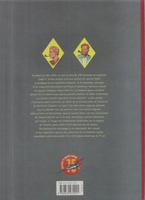 Verso de l'album Blake et Mortimer Tome 2 Le secret de l'Espadon - Tome 2