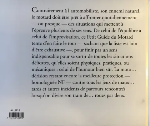 Verso de l'album de A à Z Petit Guide du Motard