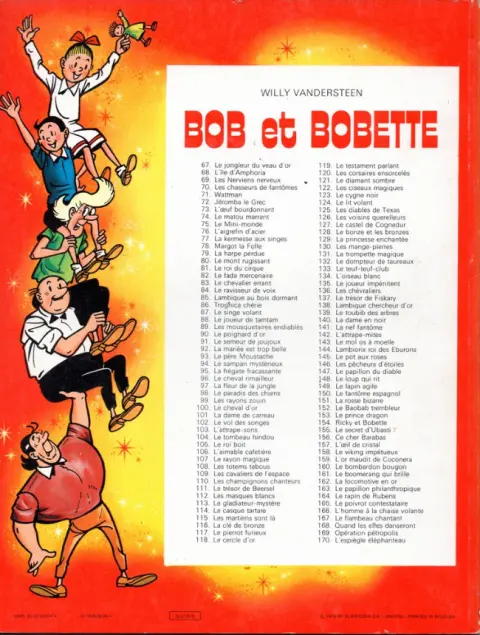 Verso de l'album Bob et Bobette Tome 89 Les mousquetaires endiablés