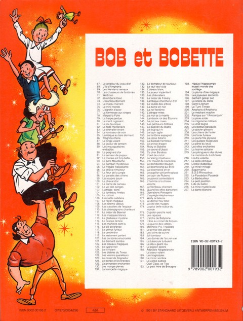 Verso de l'album Bob et Bobette Tome 109 Les Cavaliers de l'espace