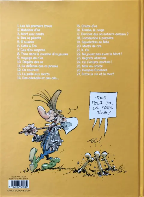 Verso de l'album Pierre Tombal Tome 11 La défense des os primés