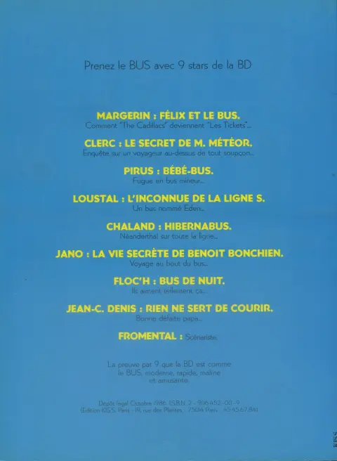 Verso de l'album Félix et le bus TUV
