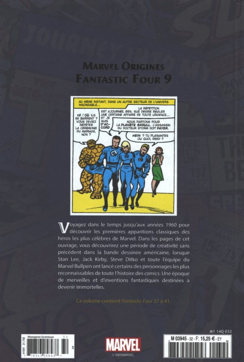Verso de l'album Marvel Origines N° 32 Fantastic Four 9 (1965)