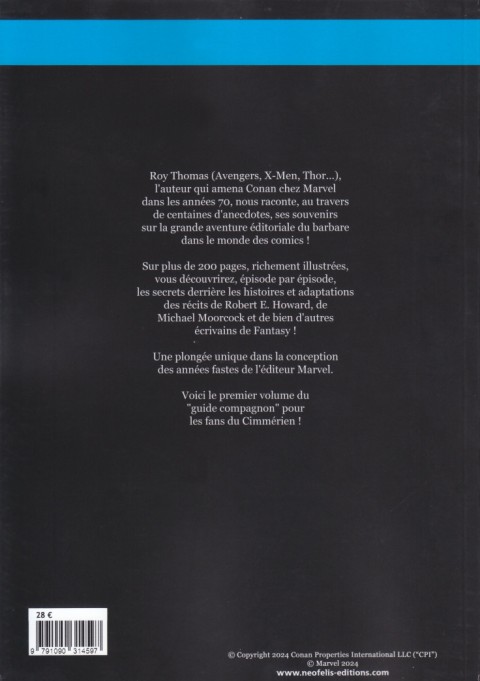 Verso de l'album Les Secrets de l'Acier L'Histoire de Conan chez Marvel
