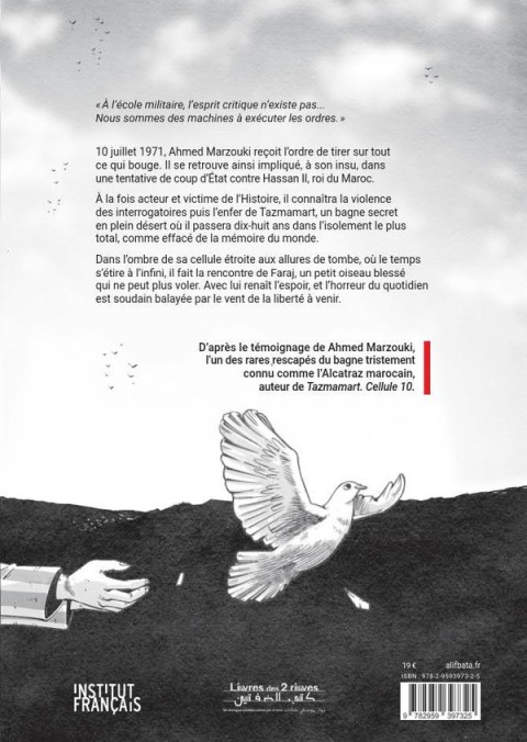 Verso de l'album L'Oiseau de Tazmamart