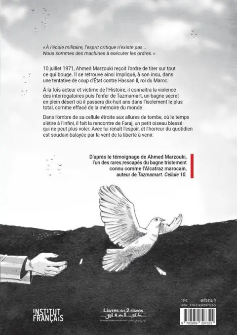 Verso de l'album L'Oiseau de Tazmamart