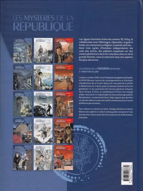 Verso de l'album Les Mystères de la Troisième République Tome 5 Mort d'un collabo