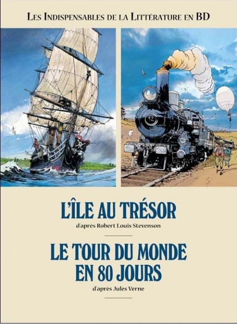 Couverture de l'album Les Indispensables de la Littérature en BD L'île au trésor / Le tour du monde en 80 jours