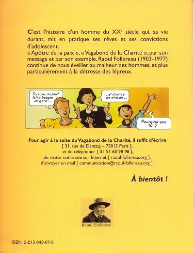 Verso de l'album Raoul Follereau Le vagabond de la charité