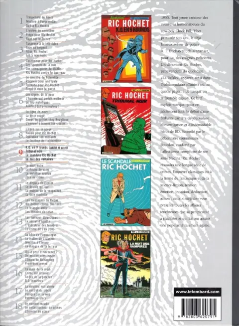 Verso de l'album Ric Hochet Intégrale Tome 9