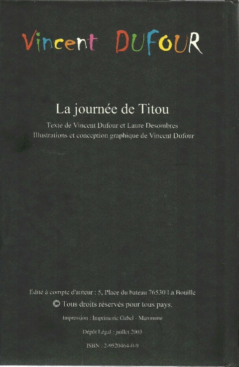 Verso de l'album Titou Tome 1 La journée de Titou