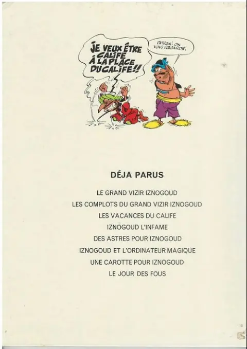 Verso de l'album Iznogoud Tome 1 Le Grand Vizir Iznogoud