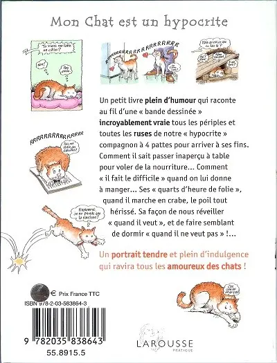 Verso de l'album Mon chat est un hypocrite Tome 1