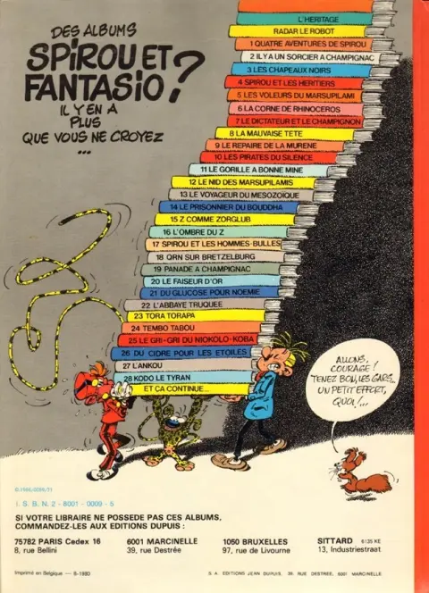 Verso de l'album Spirou et Fantasio Tome 7 Le dictateur et le champignon