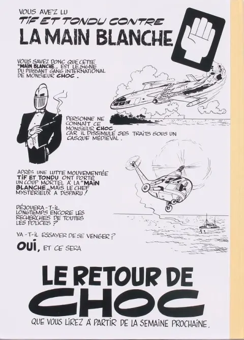 Verso de l'album Tif et Tondu Tome 5 Le retour de Choc