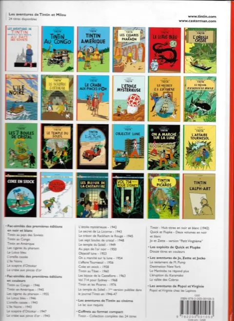 Verso de l'album Tintin Tome 6 L'oreille cassée