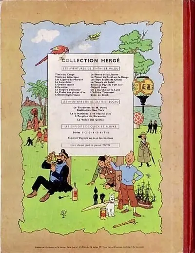 Verso de l'album Tintin Tome 2 Tintin au congo