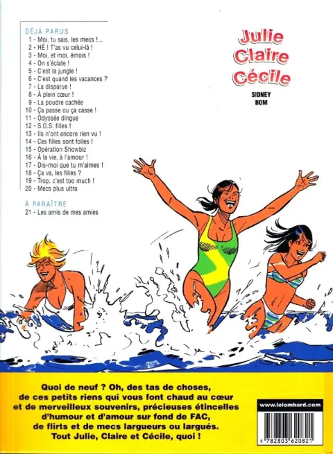 Verso de l'album Julie, Claire, Cécile Tome 20 Mecs plus ultra