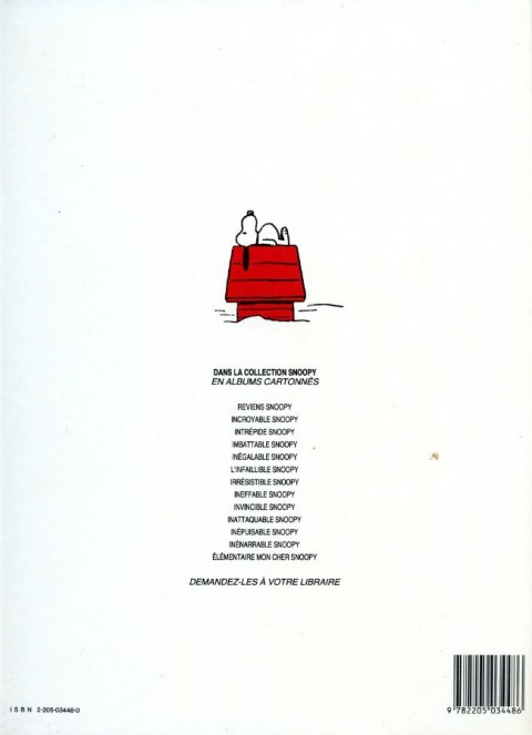 Verso de l'album Snoopy Tome 13 Elémentaire mon cher Snoopy