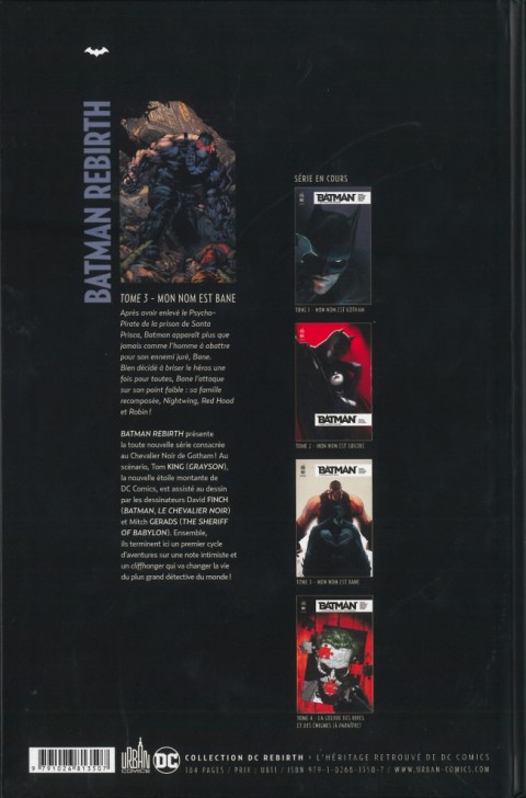 Verso de l'album Batman Rebirth Tome 3 Mon nom est Bane