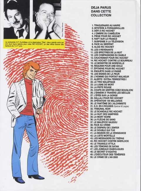 Verso de l'album Ric Hochet 30e anniversaire