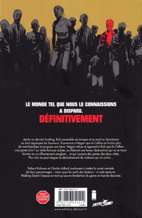 Verso de l'album Walking Dead Tome 20 Sur le sentier de la guerre