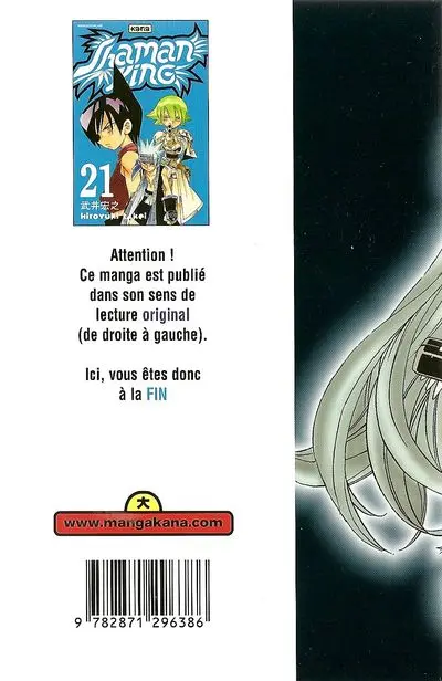 Verso de l'album Shaman King 21 Épilogue, 2e partie